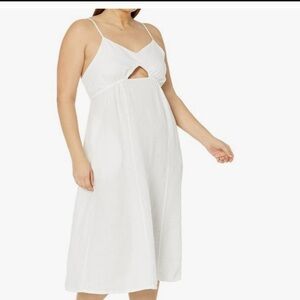 THE DROP Women’s cut out smoked back, Midi,100% Linen,Off White,Size XXL, NWT